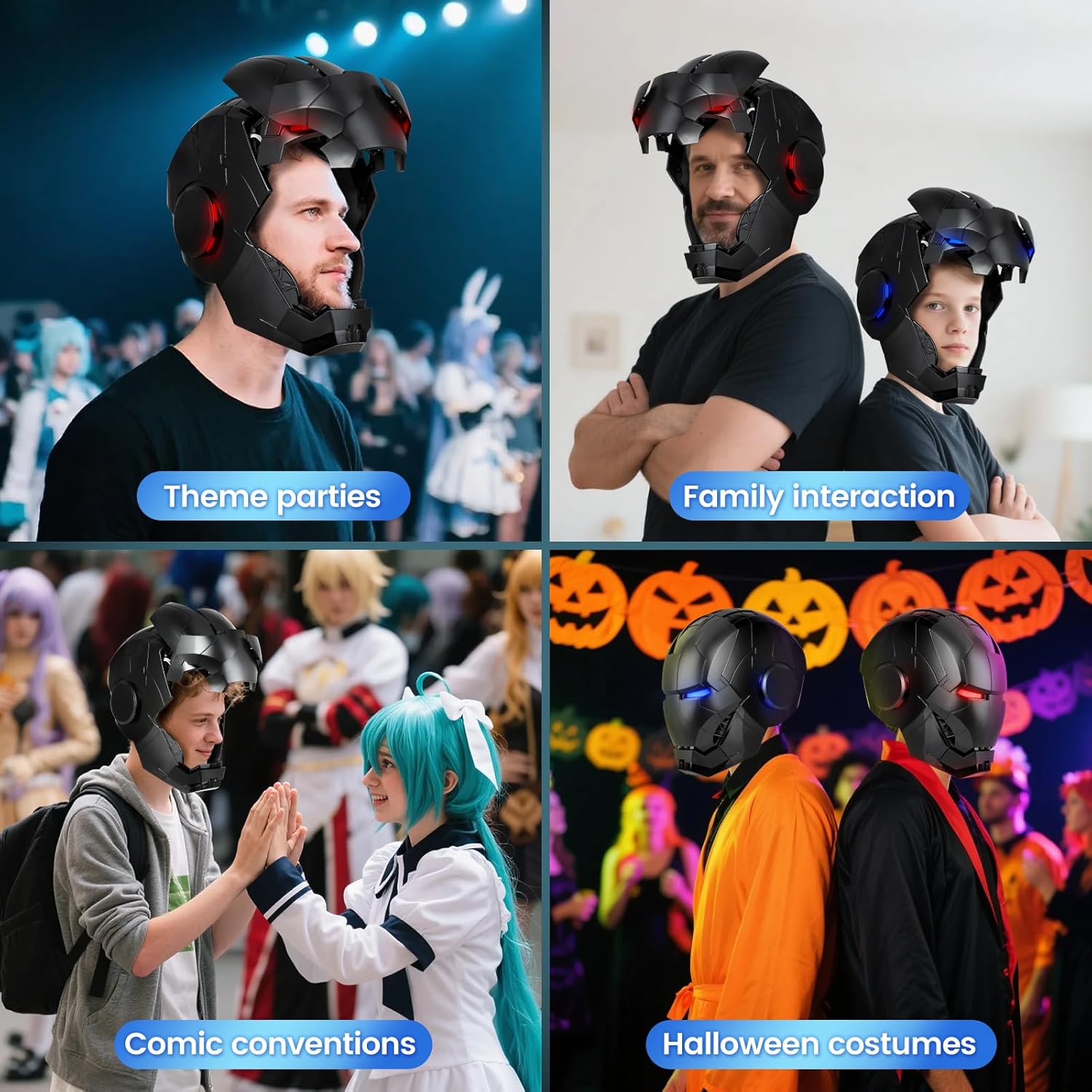 Wearable Iron Helmet (LED + Voice Control + Remote) - Main Colors