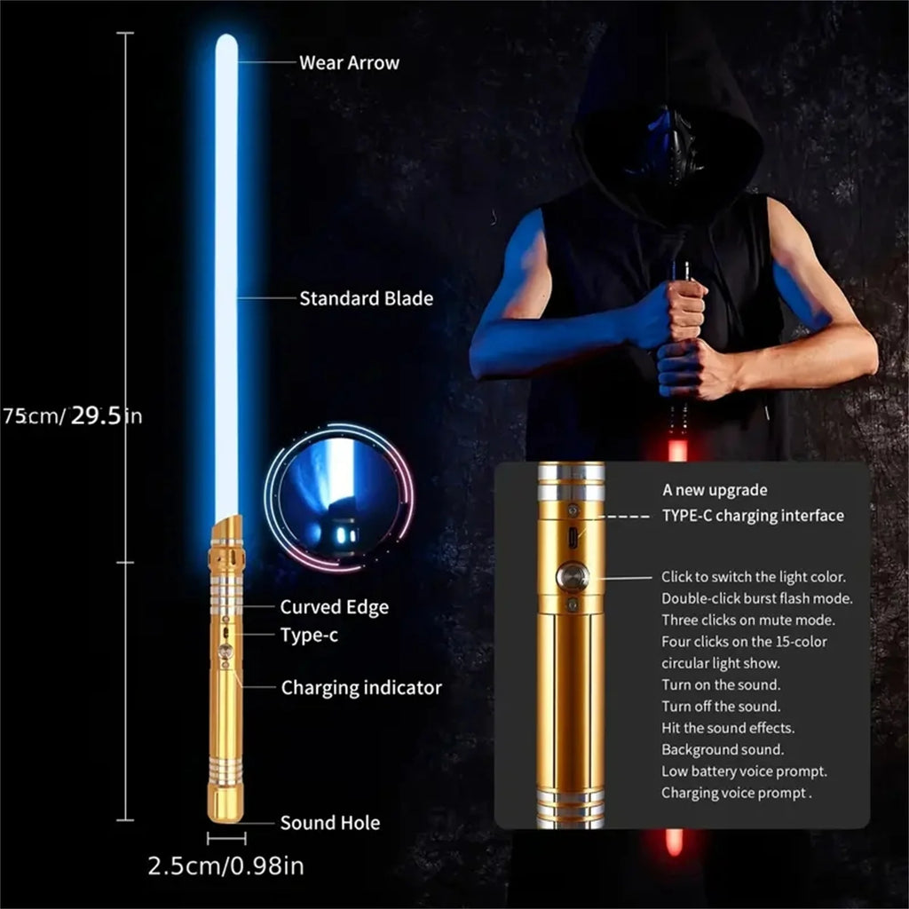 RGB 15-Color Metal Lightsaber – Dual Connect Edition