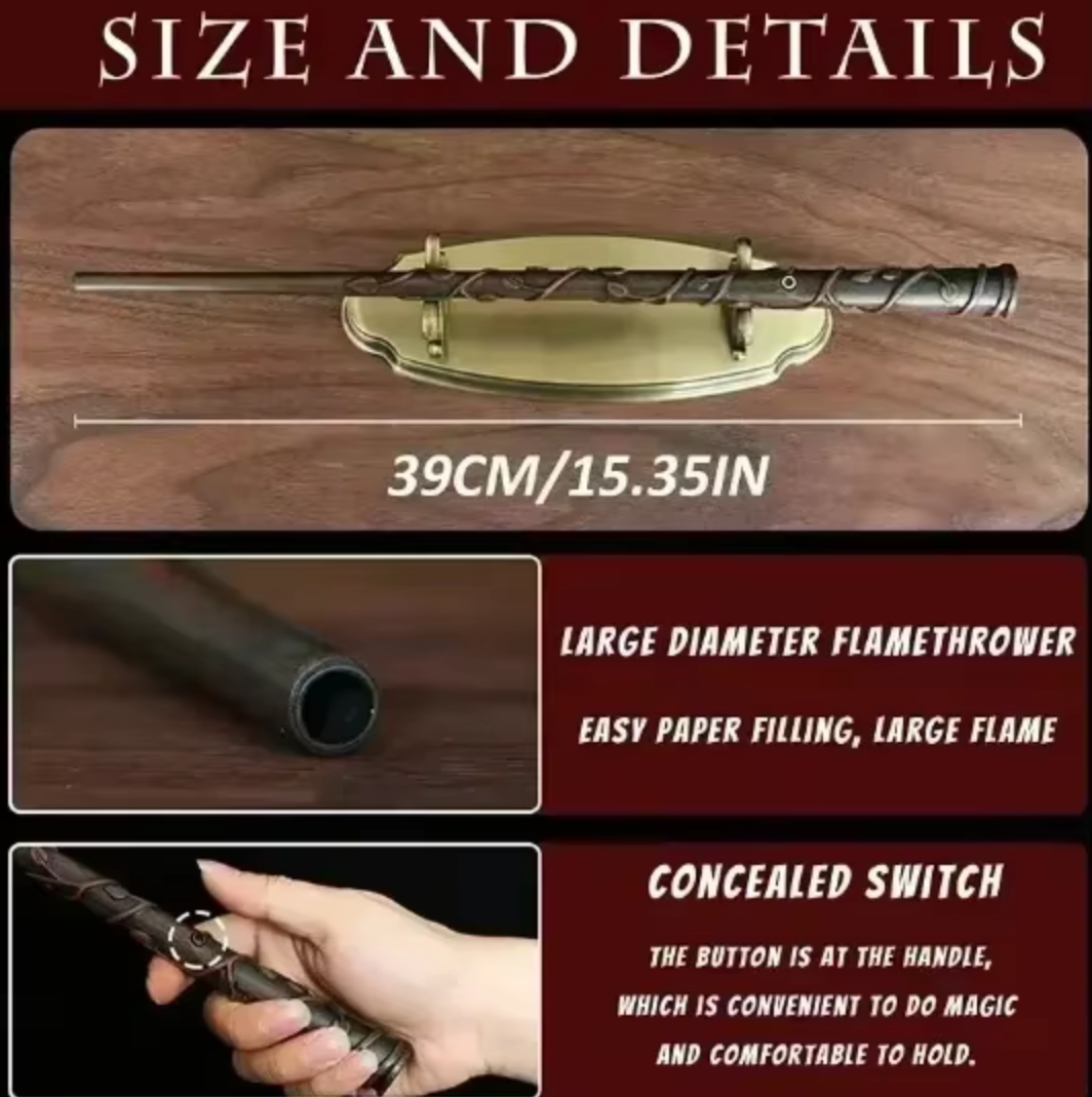 Fire Flasher Magic Wand – Cosplay Flame Effect Wand (Pro Magician Prop)